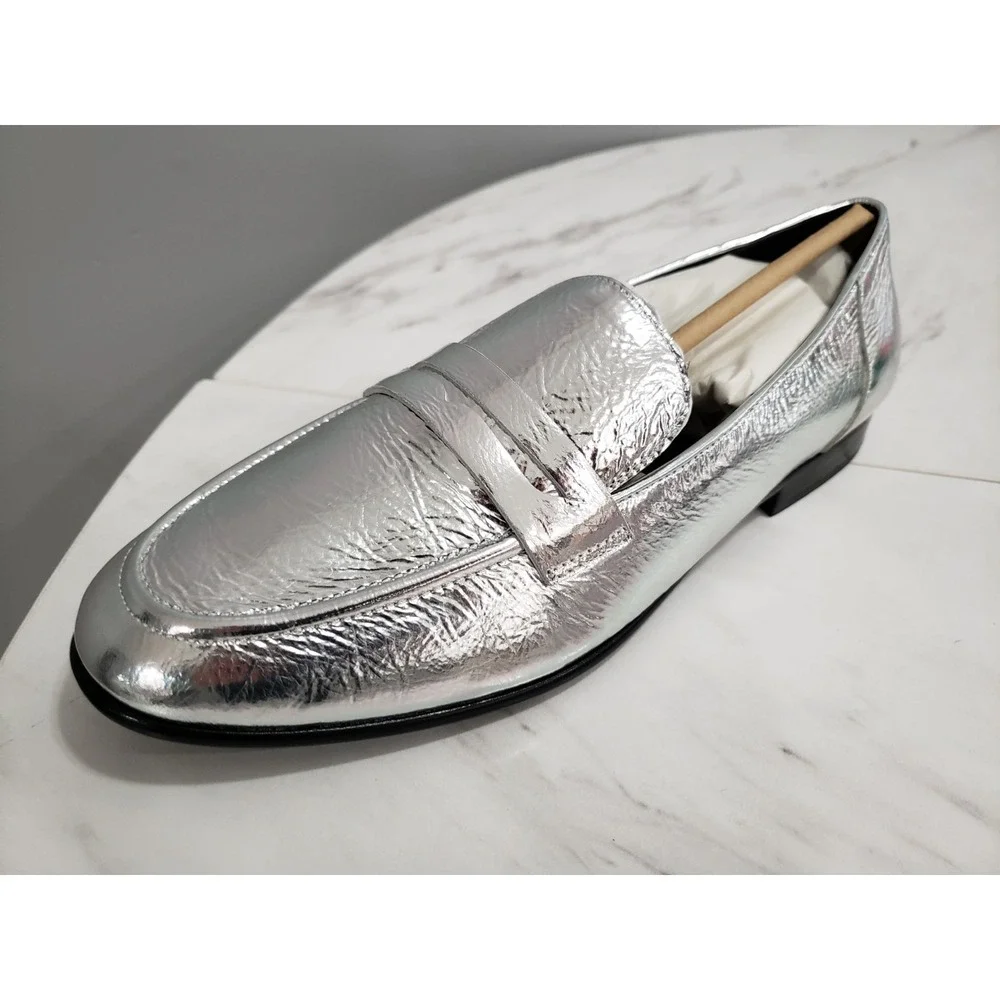 SIZE 8.5 - Kate Spade New York METALLIC SILVER Women's Genevieve Loafers Slip On - Picture 6 of 8